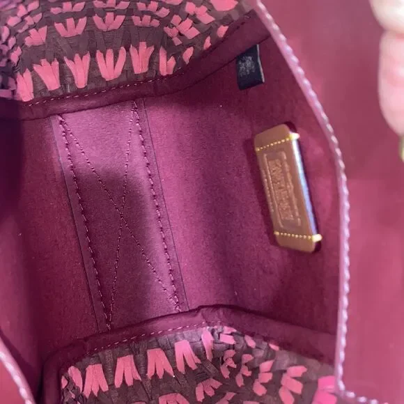 Coach Mini 619 Confetti Pink Troupe Tote 16 With Weaving Purse Handbag Crossbody - Picture 6 of 15